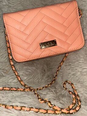 bebe Peach Quilted Chain Crossbody Bag